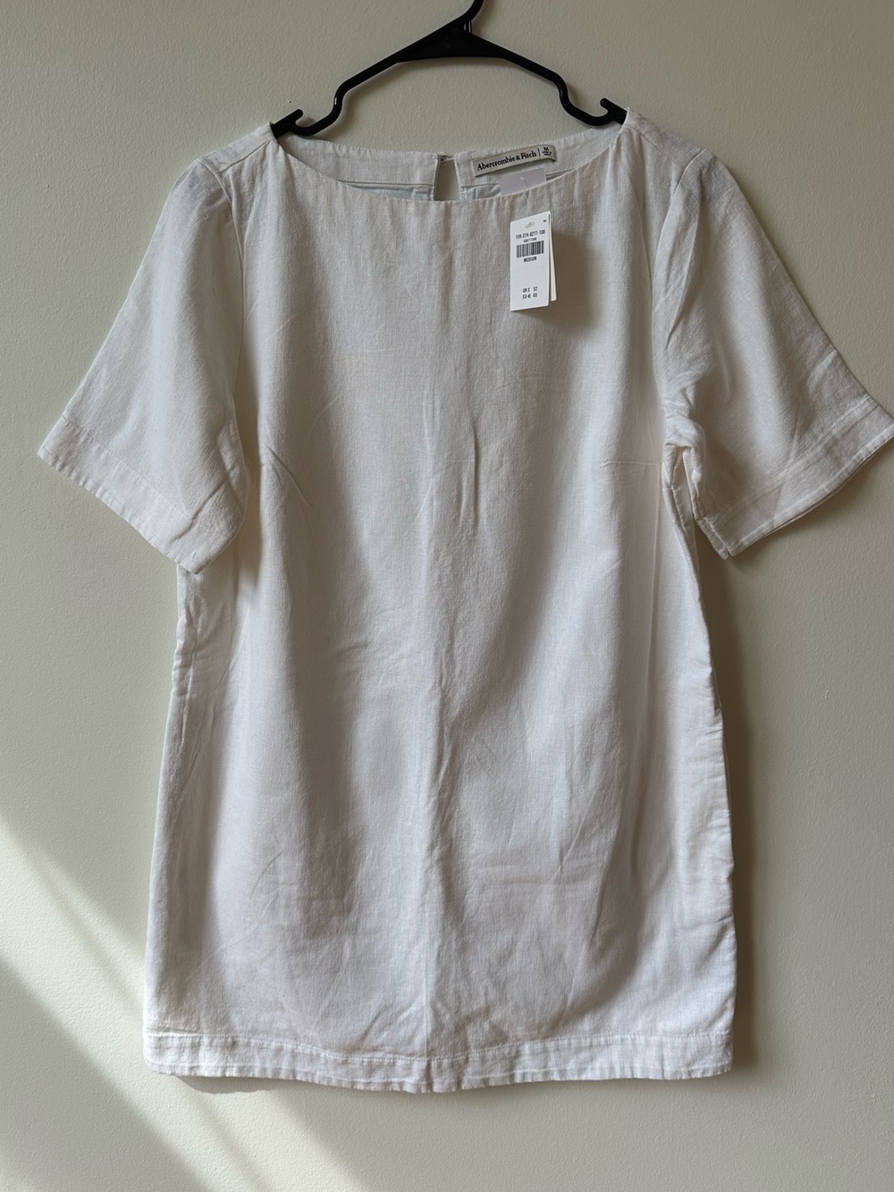 NWT Abercrombie & Fitch White Short-Sleeve Linen Blend Dress